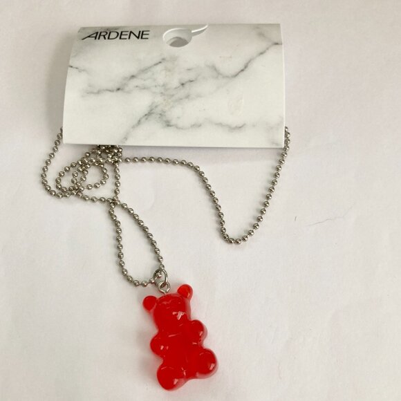 Gummy Bear Charm Necklace Cherry Red Resin 19" Ball Chain Ardene NWT Cute - Picture 5 of 9